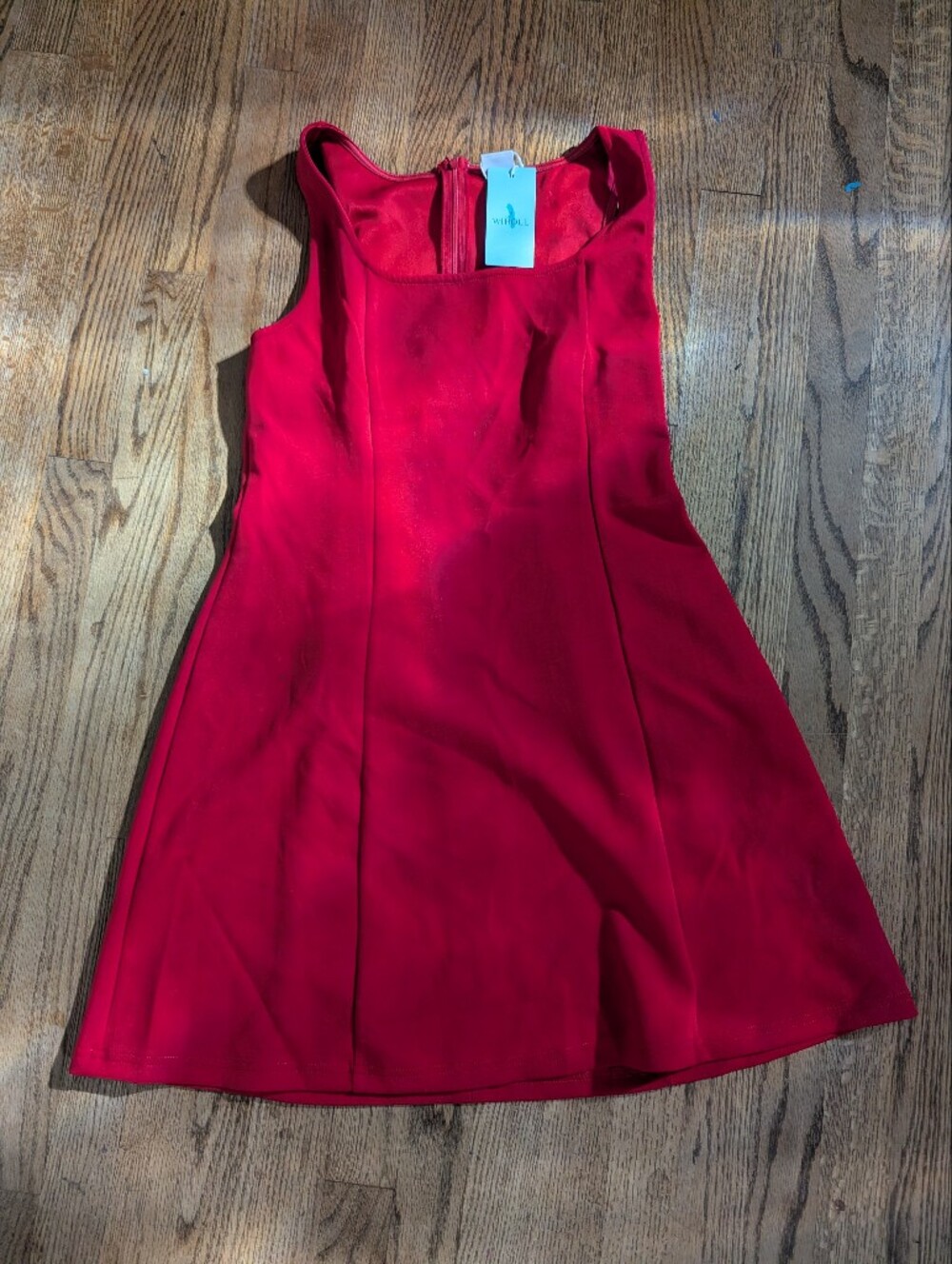 Sleeveless Red Midi Dress with Flared Skirt